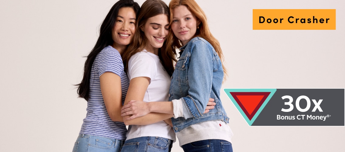 Door Crasher Save 30% on All Regular Priced Women's, Men's + Kids' Levi's Jeans, Clothing + Jackets  +  Triangle Rewards® Exclusive Offer 30x Bonus CT Money®*