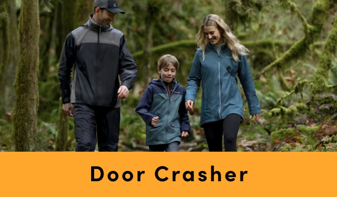 Door Crasher Buy one get one FREE* on Women's, Men's + Kids' Columbia + Helly Hansen Casual Clothing + Jackets
