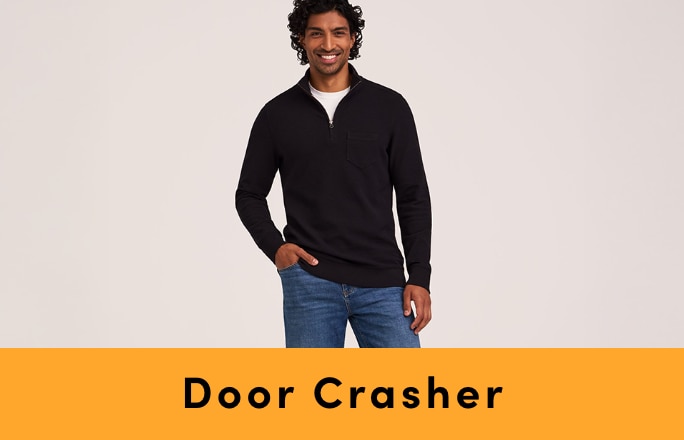 Door Crasher Save up to 60% on Men's Clothing