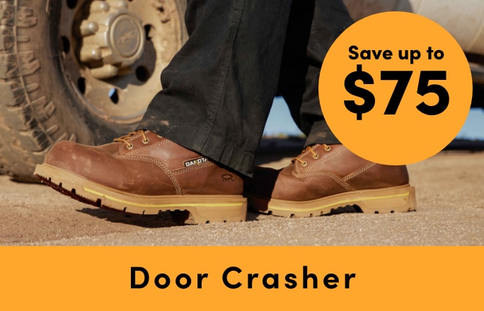 Door Crasher Save up to $75 on Safety Footwear