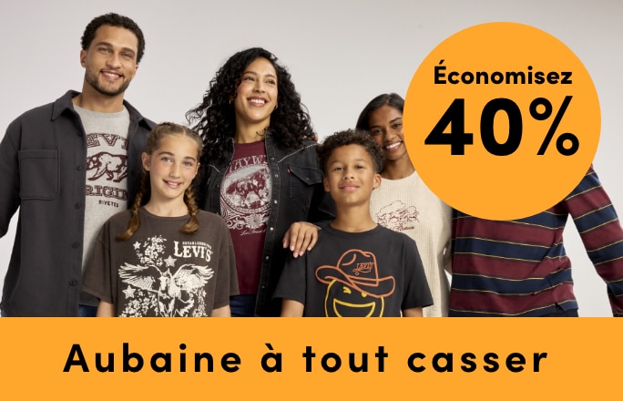 AUBAINE À TOUT CASSER Tous les vêtements Levi's à prix courant pour femmes, hommes et enfants économisez 40 %
