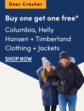 Door Crasher Women's, Men's + Kids' Columbia, Helly Hansen + Timberland Clothing + Jackets Buy one get one free*