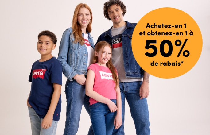 Jeans et vestes en jean pour femmes et pour hommes achetez-en 1 et obtenez-en 1 à 50 % de rabais*