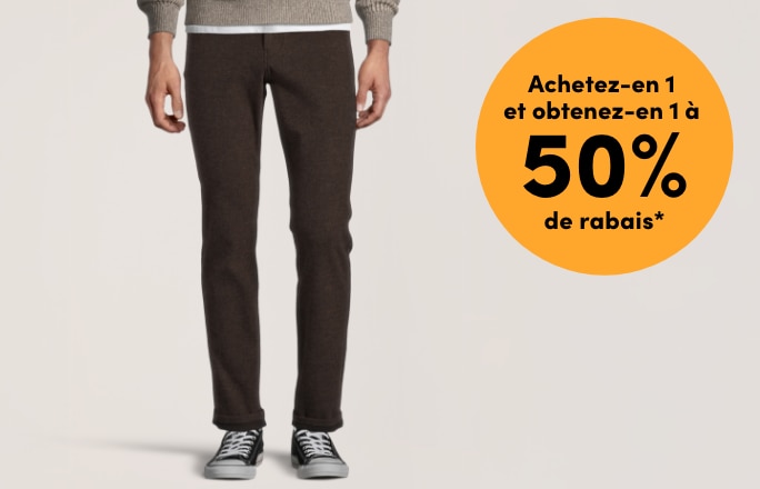 Tous les pantalons Chino et Cargo Denver Hayes à prix courant pour hommes achetez-en 1 et obtenez-en 1 à 50 % de rabais*