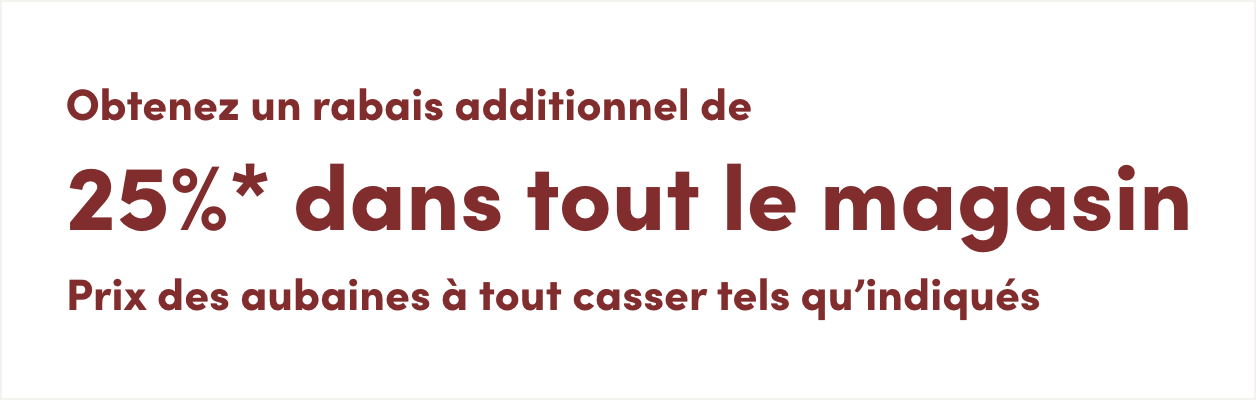Solde de 3 jours dans tout le magasin  En cours : du 20 au 22 février