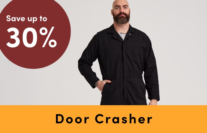 Door Crasher Save up to 30% on Workwear