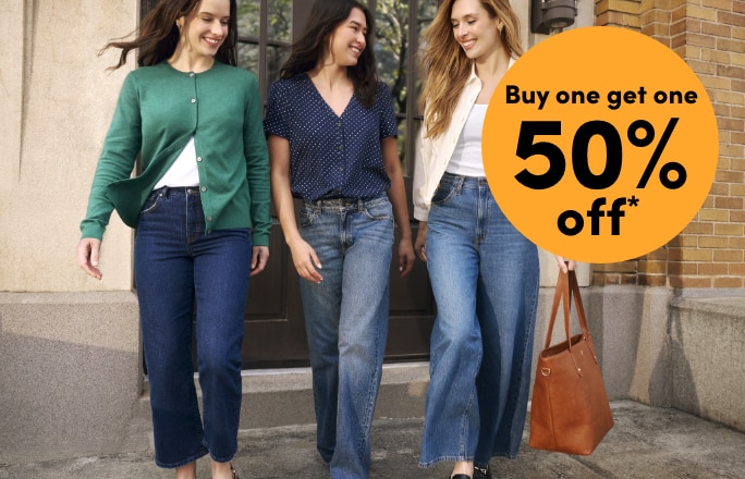 Buy one get one 50% off Jeans + Jean Shorts 