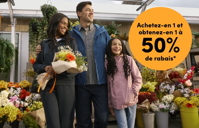 Vêtements décontractés et vestes pour femmes, hommes et enfants achetez-en 1 et obtenez-en 1 à 50 % de rabais*