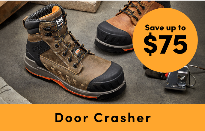 Door Crasher Save up to $75 on Safety Footwear