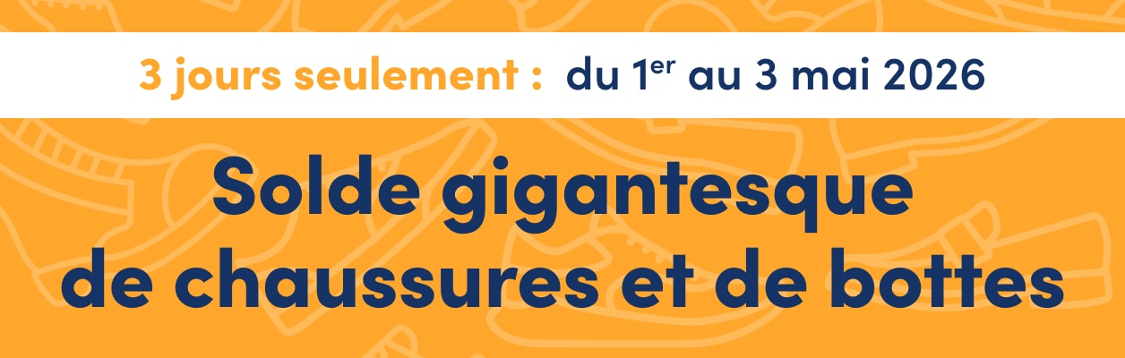 Solde gigantesque de chaussures et de bottes