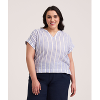 Denver Hayes Women's Short Sleeve Textured Pullover Shirt Front_Flat