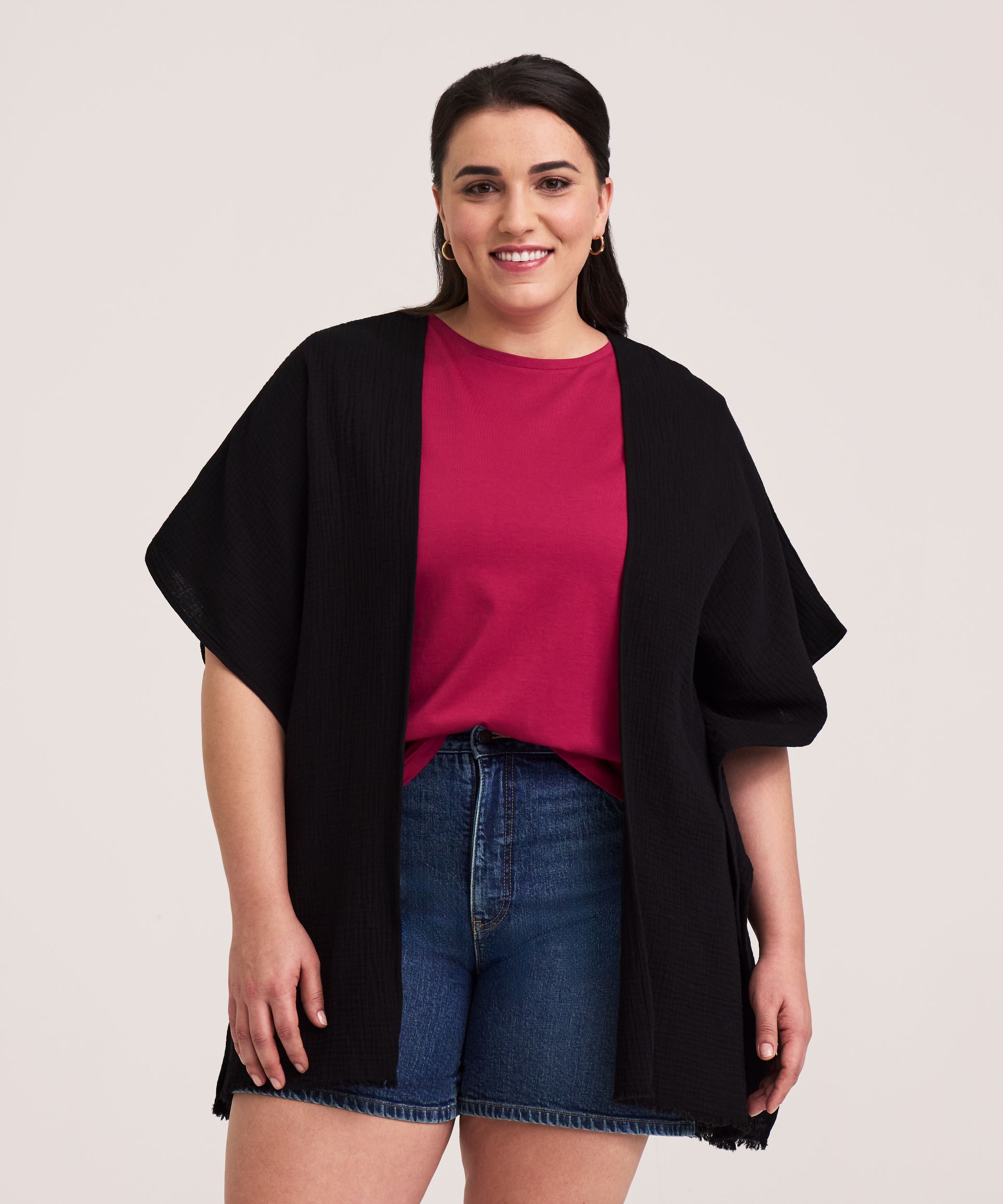 Foulard double couche de style ruana en mousseline avec élastique arrière pour femmes, Denver Hayes