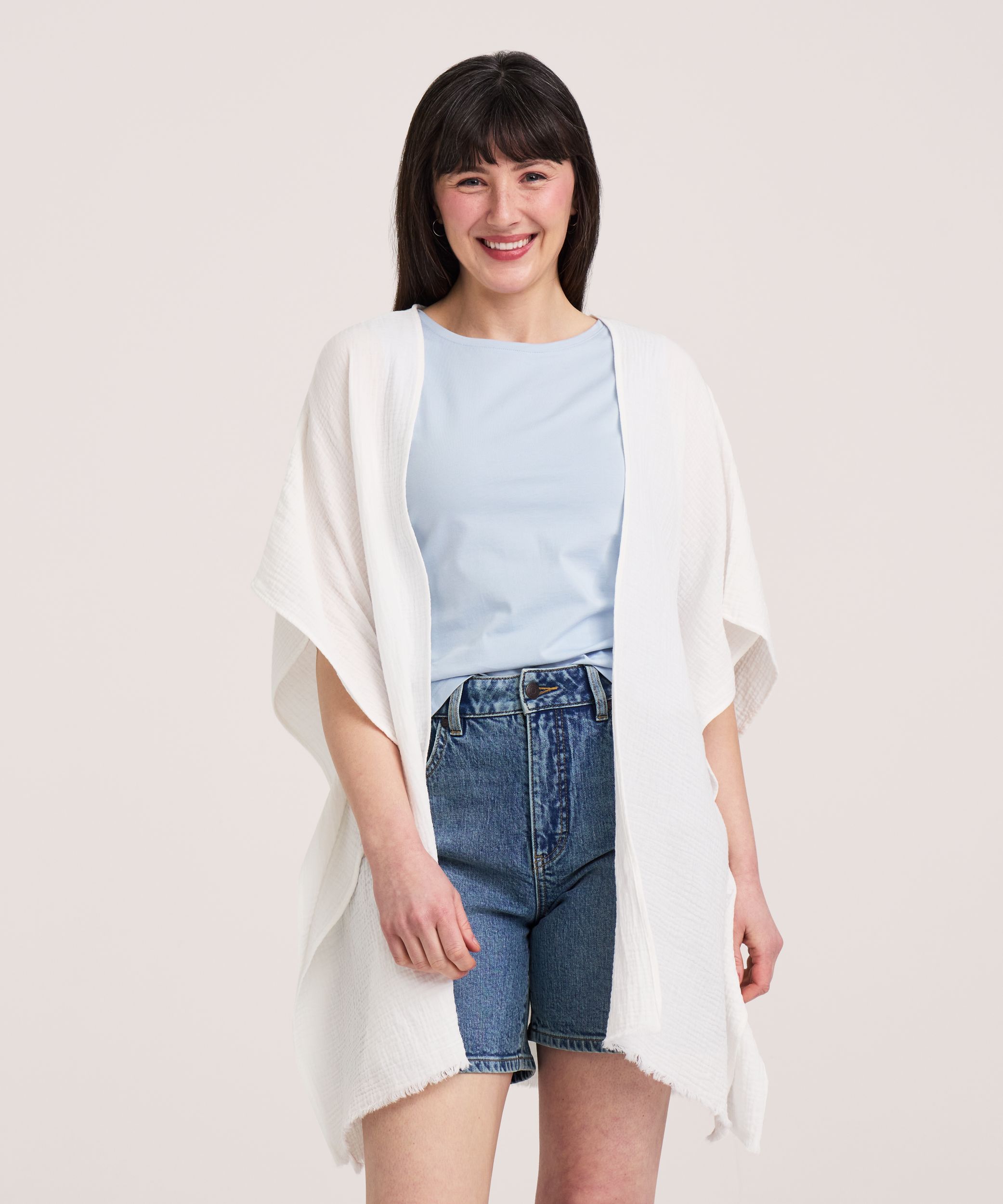 Foulard double couche de style ruana en mousseline avec élastique arrière pour femmes, Denver Hayes